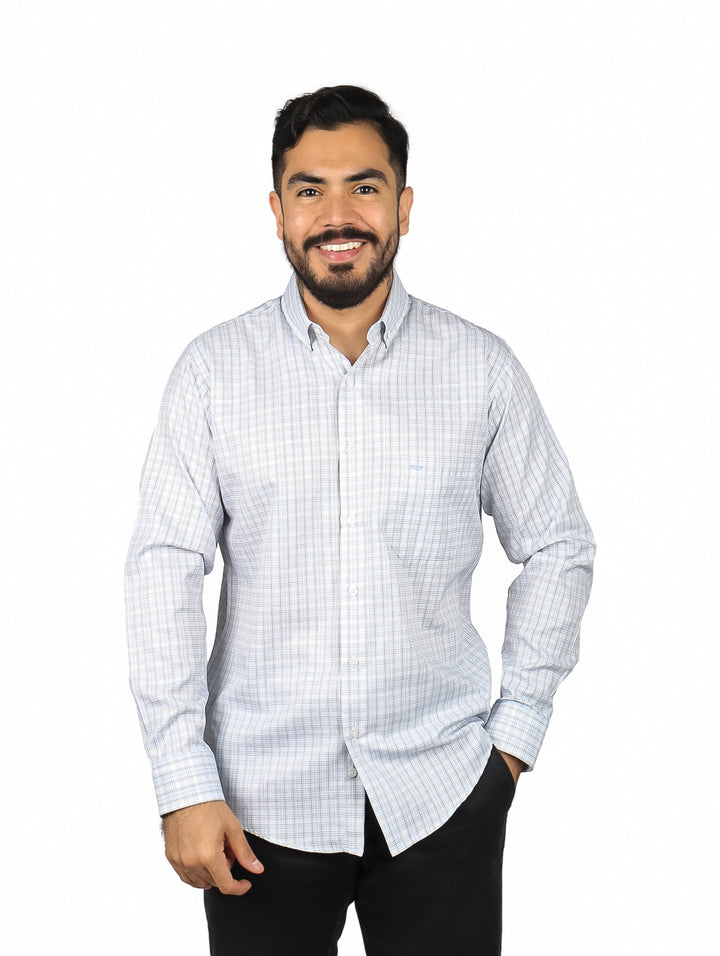Camisa Mariscal Manga Larga Aqua para Hombre