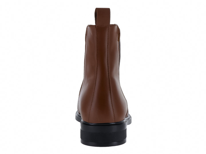 Botín estilo Chelsea color tabaco con panel elástico negro y suela negra para Hombre.