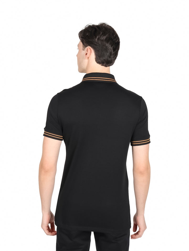 Playera Polo Boroni Negro con Detalles Pale Gold para Hombre