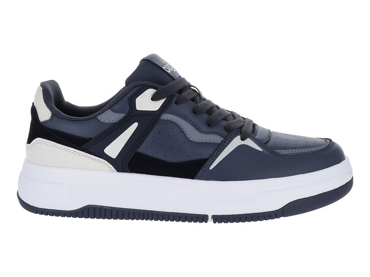 Tenis casuales Capa de Ozono en color gris y negro con suela blanca de plataforma.