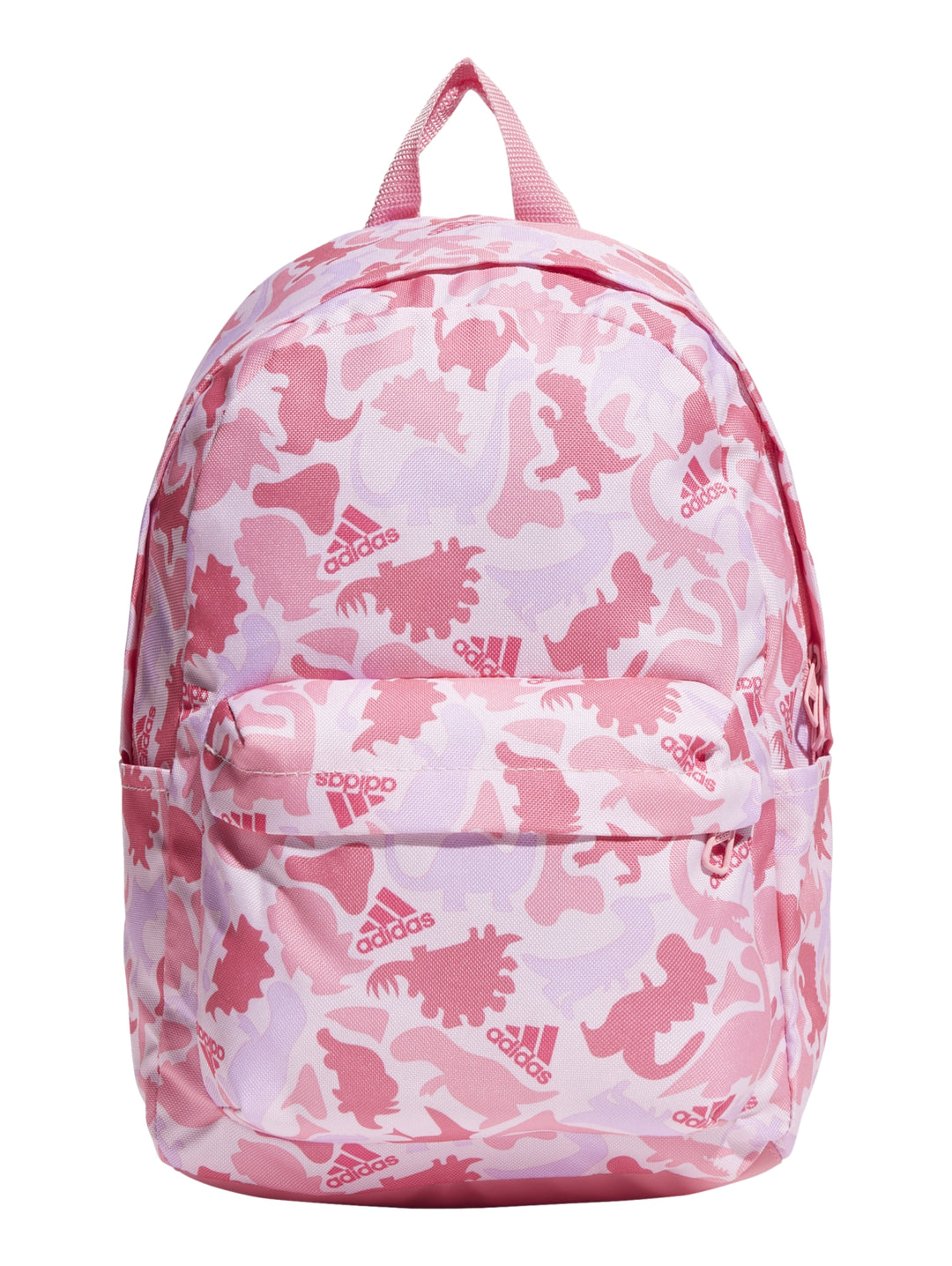 Mochila escolar Adidas para Niño en color rosa con estampado camuflaje y logotipo blanco.