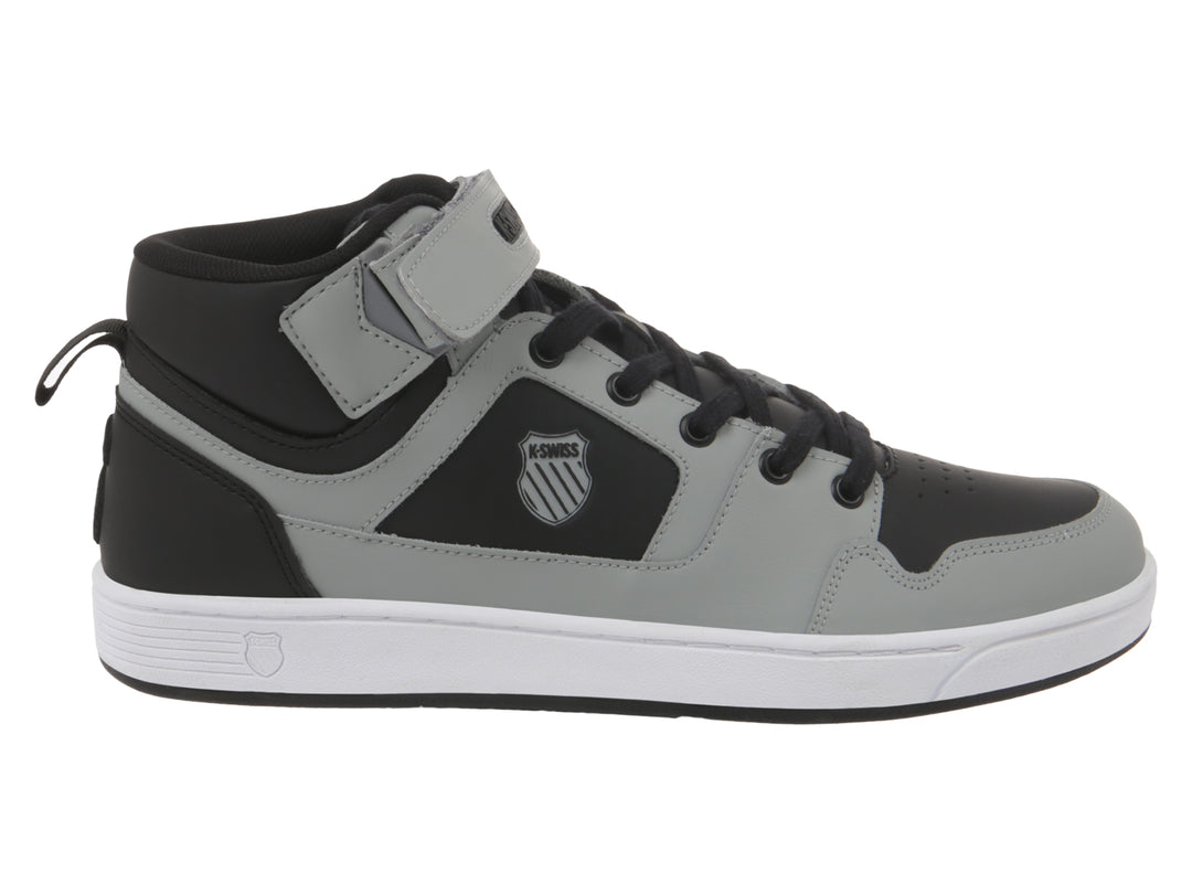 Tenis K-Swiss Urban Court de corte alto en colores gris y negro con suela blanca.