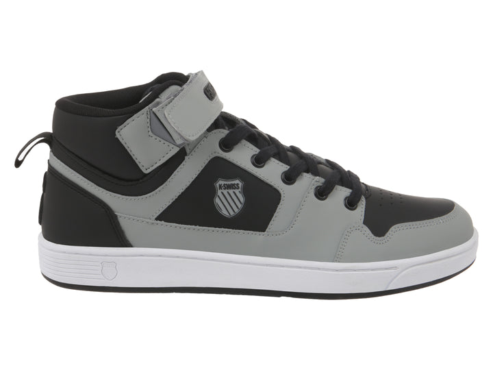 Tenis K-Swiss Urban Court de corte alto en colores gris y negro con suela blanca.