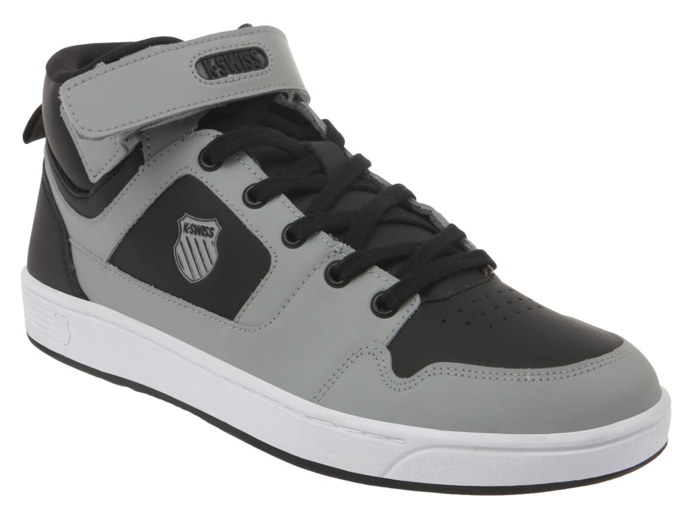 Tenis K-Swiss Urban Court de corte alto en colores gris y negro con suela blanca.