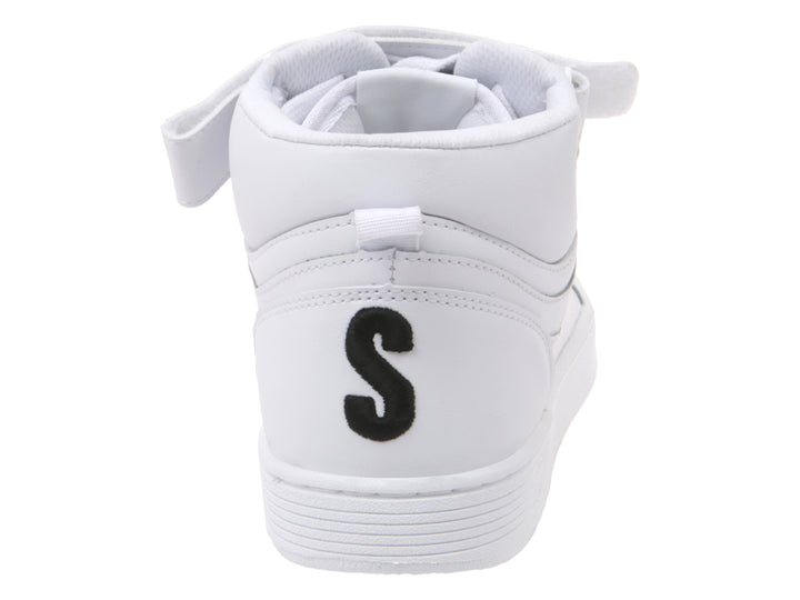 Tenis K-Swiss Urban Court blancos de corte medio con agujetas y correa en el tobillo.