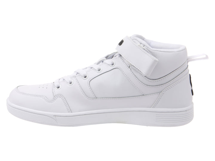 Tenis K-Swiss Urban Court blancos de corte medio con agujetas y correa en el tobillo.