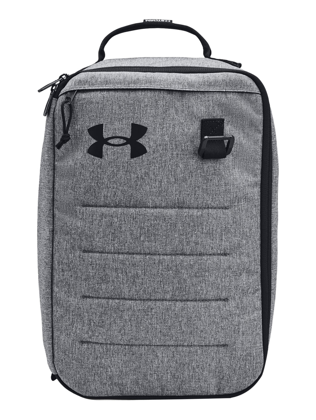 Bolsa para zapatos Under Armour en color gris con detalles y logotipo en negro, diseño deportivo y funcional.
