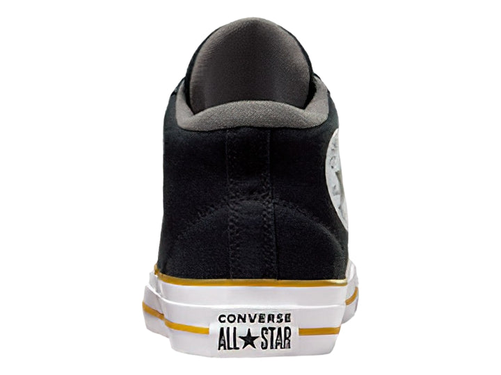 Tenis Converse Chuck Taylor All Star Malden Street Mid color negro con suela blanca y línea amarilla.