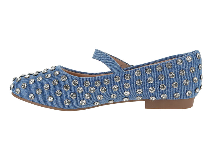 Zapatos Planos Mary Jane Azul con Pedrería ROZE para Mujer