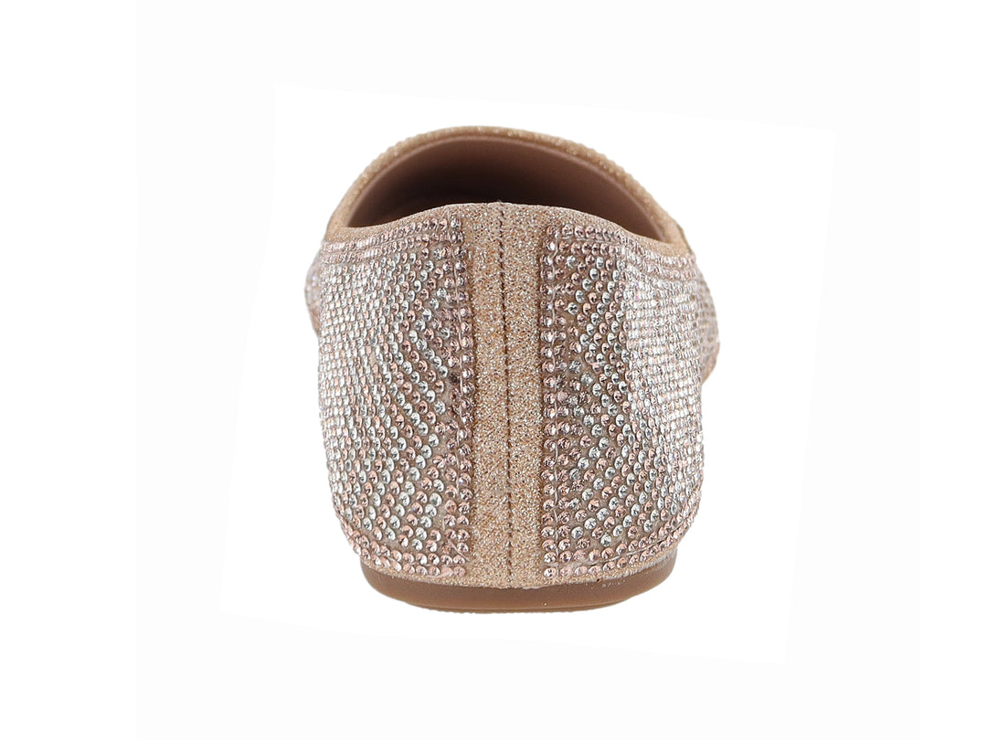 Zapato plano para Niña en color oro rosa con acabado brillante de glitter.