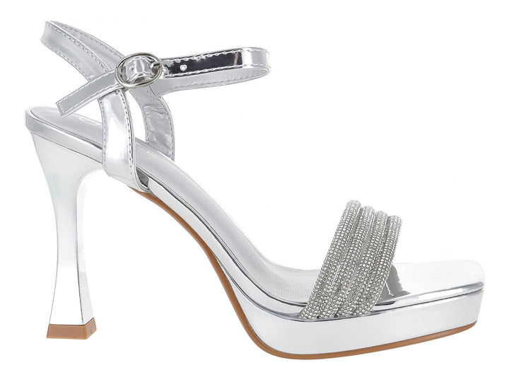 Zapatillas Plata con Piedras Roze para Mujer