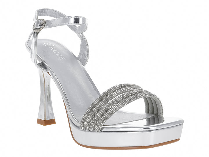 Zapatillas Plata con Piedras Roze para Mujer