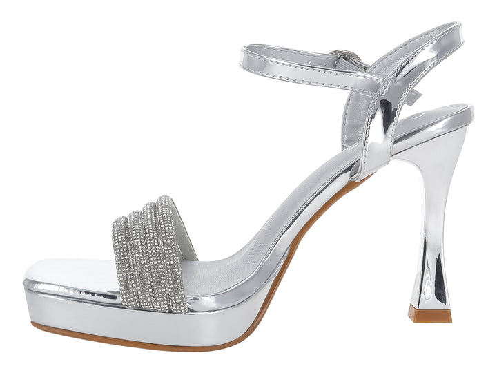 Zapatillas Plata con Piedras Roze para Mujer