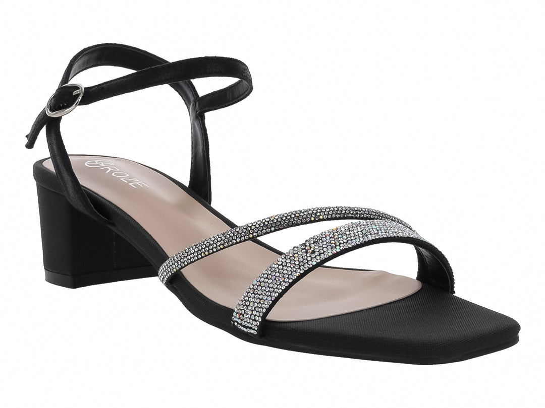 Sandalias de Tacón Cuadrado Roze Negro para Mujer