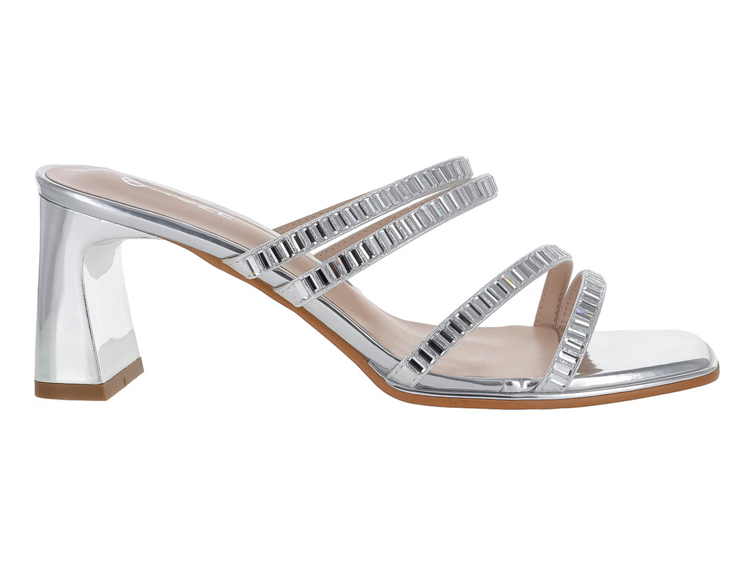 Sandalias Roze Plateadas con Pedrería para Mujer