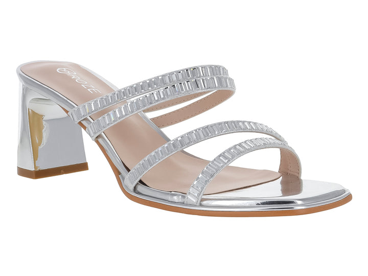 Sandalias Roze Plateadas con Pedrería para Mujer