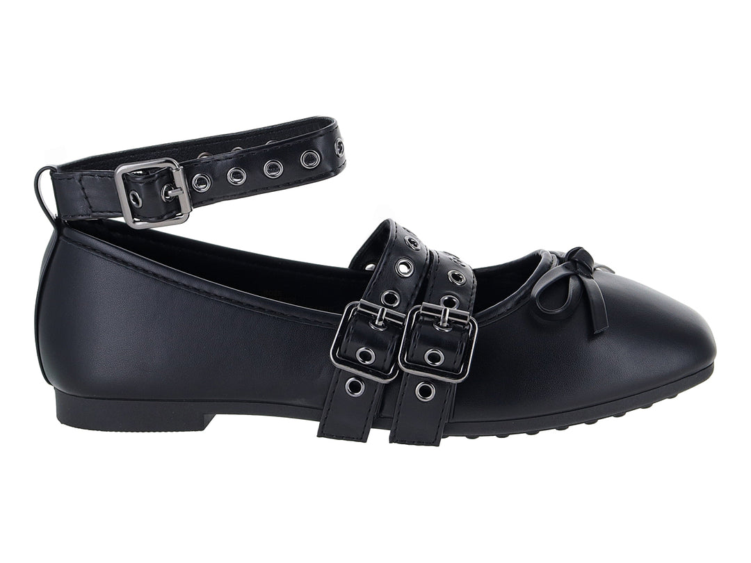 Zapatos Planos Mary Jane Roze Negro para Mujer