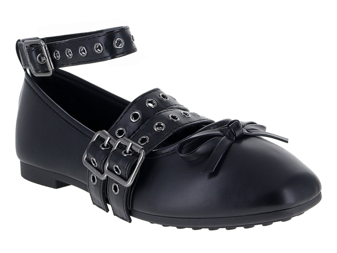 Zapatos Planos Mary Jane Roze Negro para Mujer