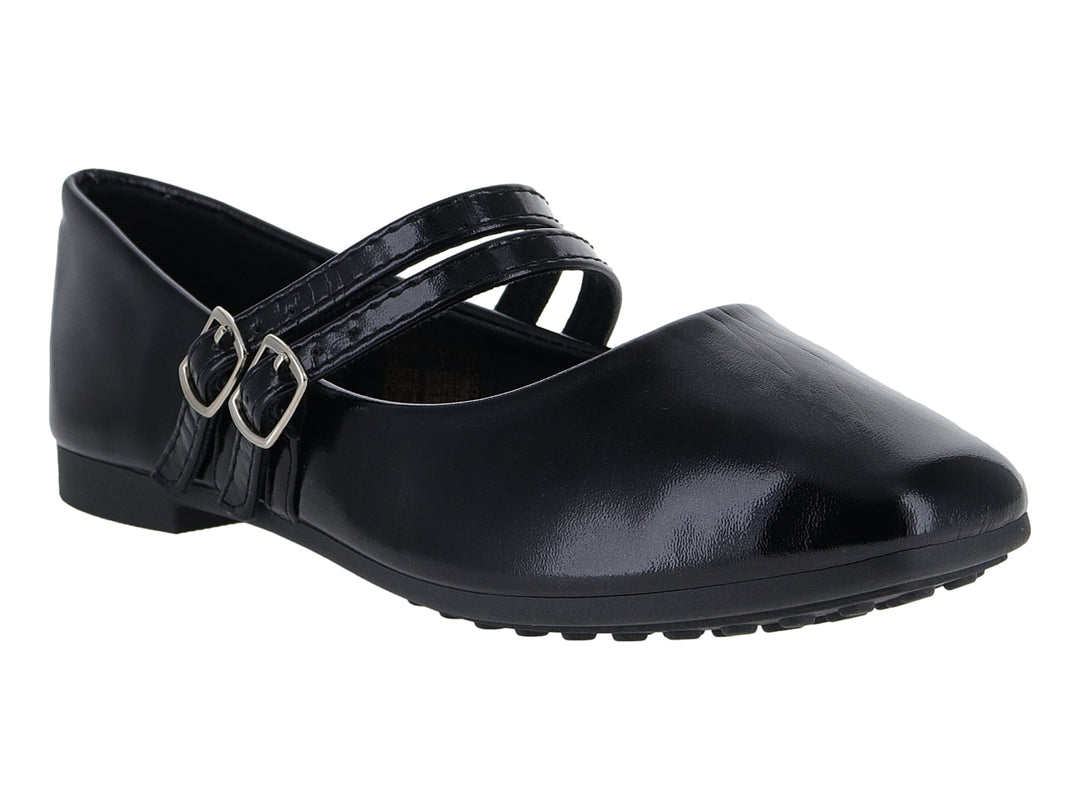 Zapatos Planos Roze Charol Negro para Mujer