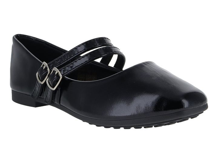 Zapatos Planos Roze Charol Negro para Mujer