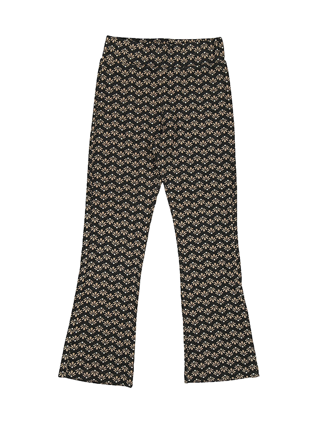 Leggings color plomo con estampado jacquard en tono beige.