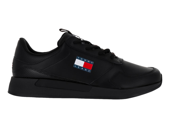 Tenis Tommy Hilfiger Flexi Runner en color negro con logotipo de Tommy Jeans en el lateral.