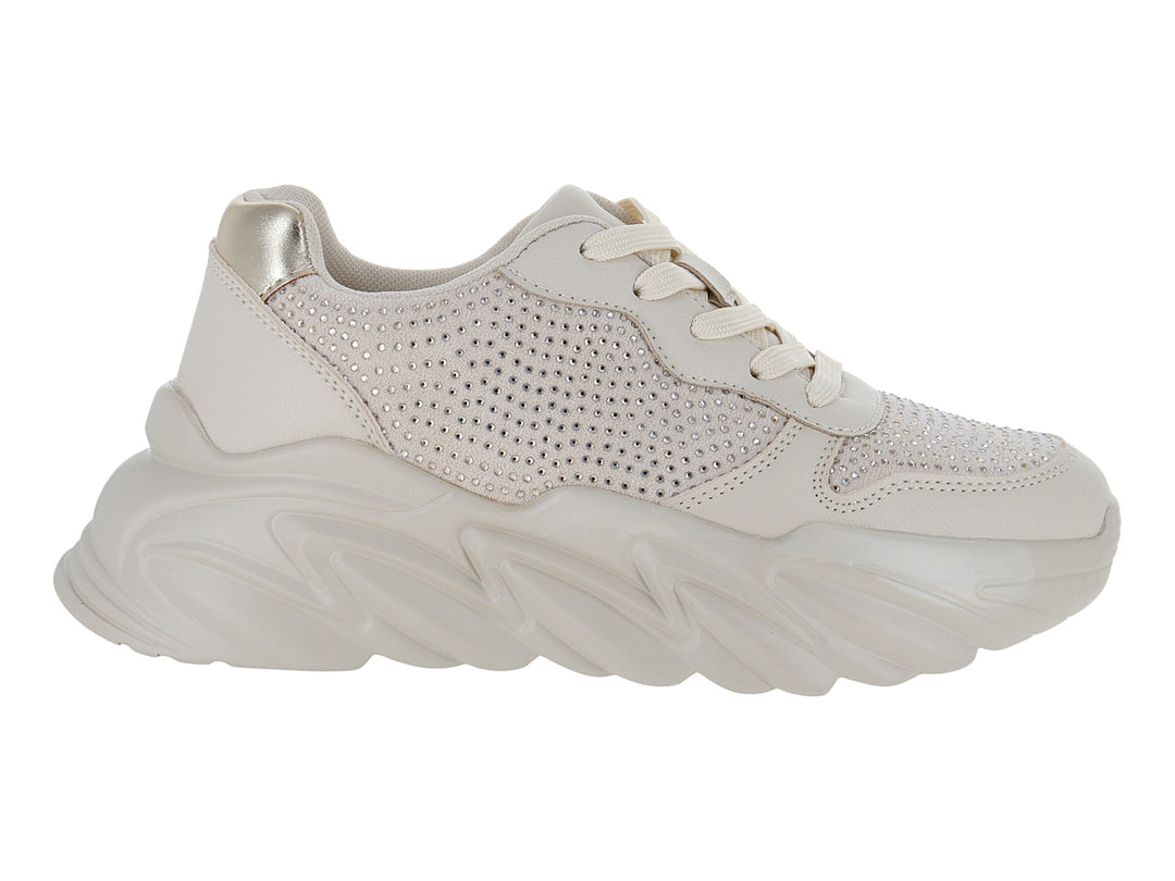 Tenis ATOK Beige Casuales con Brillos para Mujer