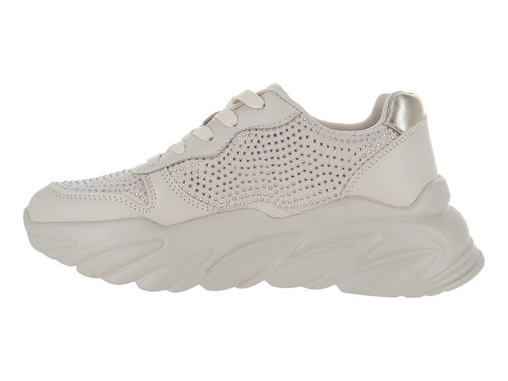 Tenis ATOK Beige Casuales con Brillos para Mujer