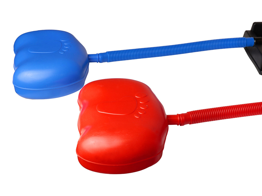 Caja de juego Drift Adrenaline War con vehículos de juguete rojos y azules y sistema de aire comprimido.