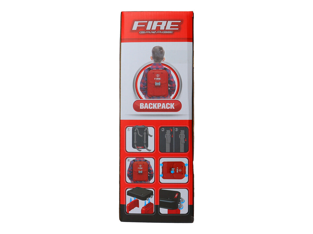 Set de juguete estación de bomberos en maletín rojo con accesorios y vehículos a escala 1:64.