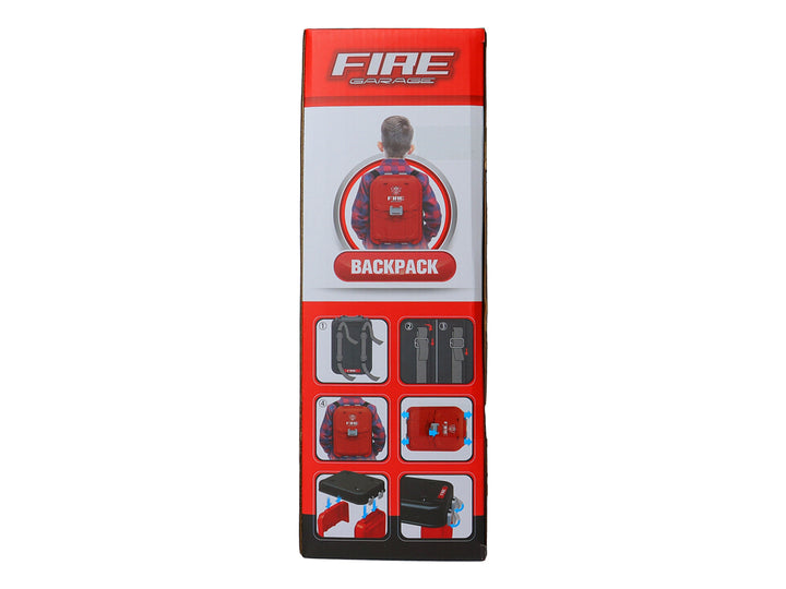 Set de juguete estación de bomberos en maletín rojo con accesorios y vehículos a escala 1:64.