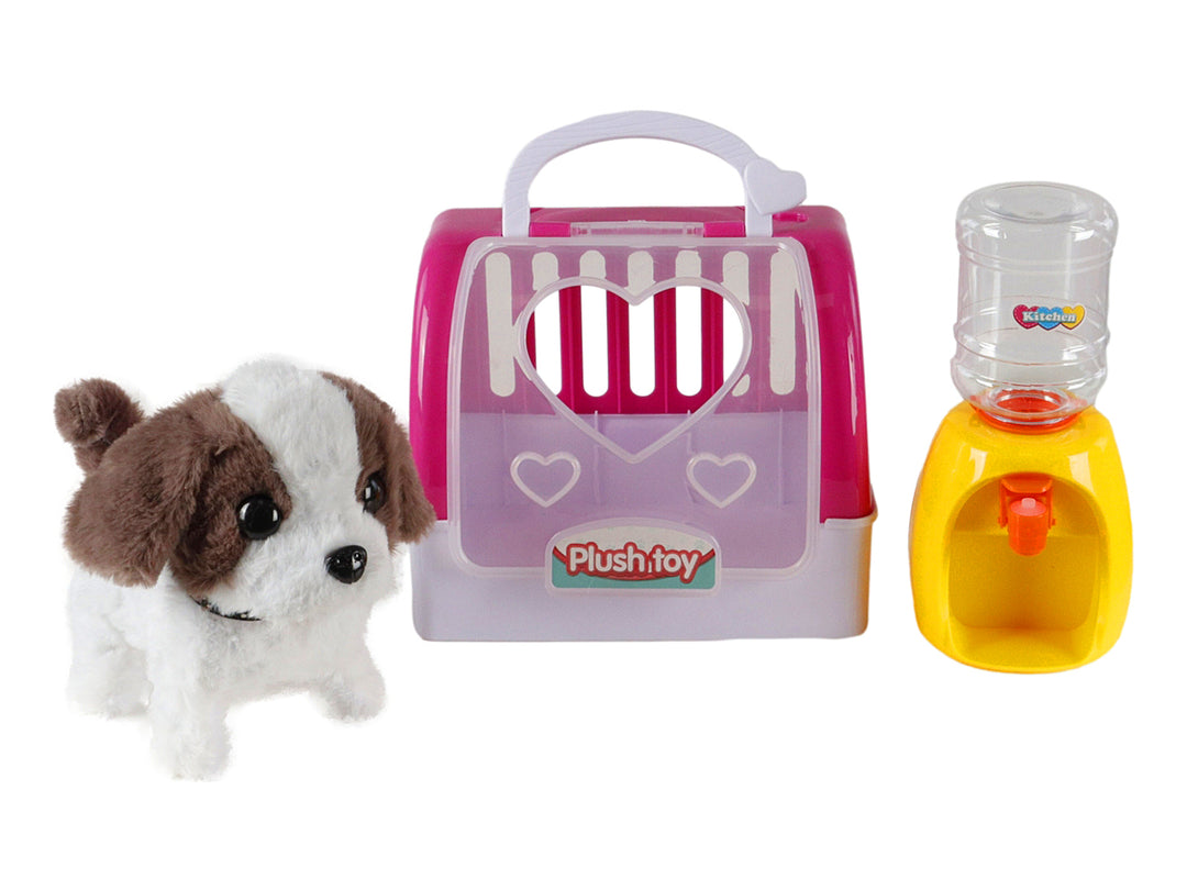 Set de perritos de peluche con accesorios en empaque transparente de la colección Lovely Pet.