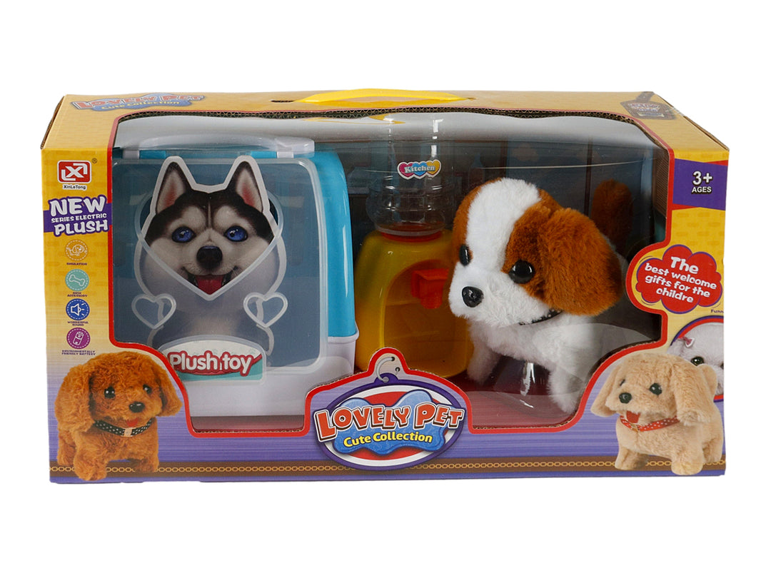 Set de perritos de peluche con accesorios en empaque transparente de la colección Lovely Pet.