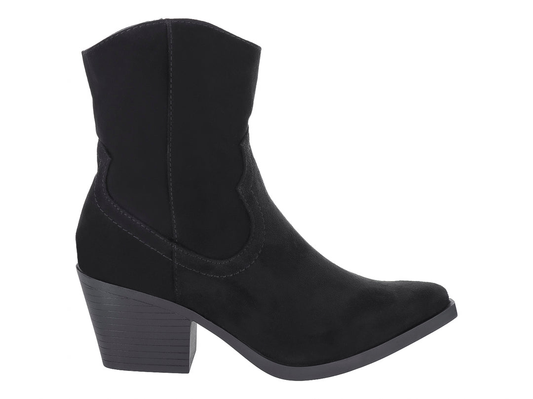 Botín negro de tacón medio y acabado mate para Mujer, estilo casual con detalles laterales.