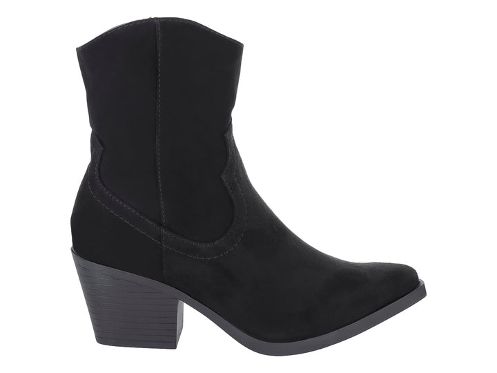 Botín negro de tacón medio y acabado mate para Mujer, estilo casual con detalles laterales.