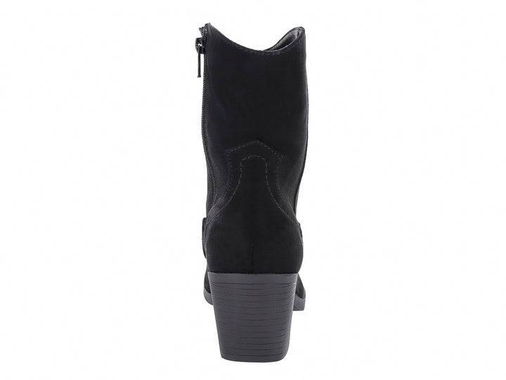 Botín negro de tacón medio y acabado mate para Mujer, estilo casual con detalles laterales.
