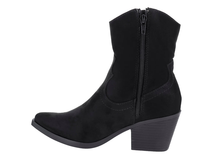 Botín negro de tacón medio y acabado mate para Mujer, estilo casual con detalles laterales.