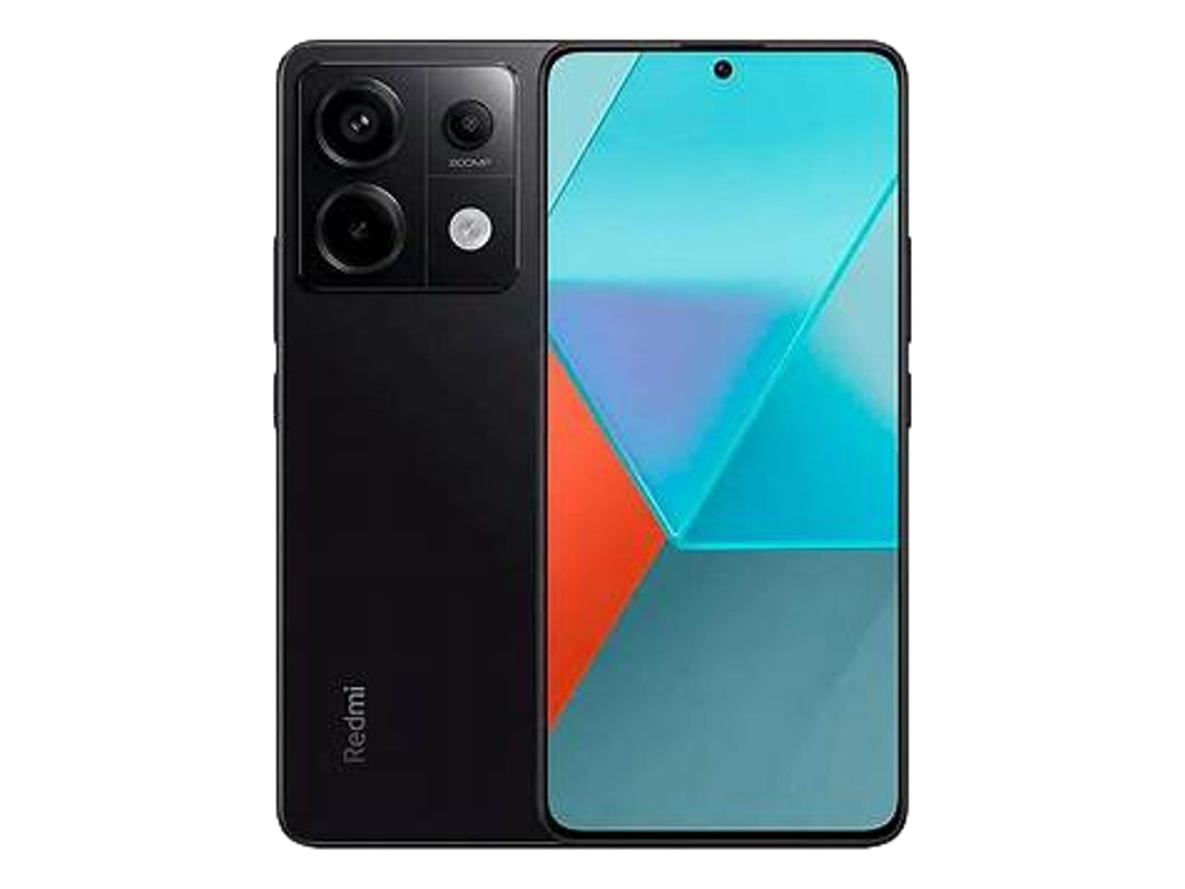 Smartphone Xiaomi Redmi Note 13 Pro en color negro, vista frontal y trasera.