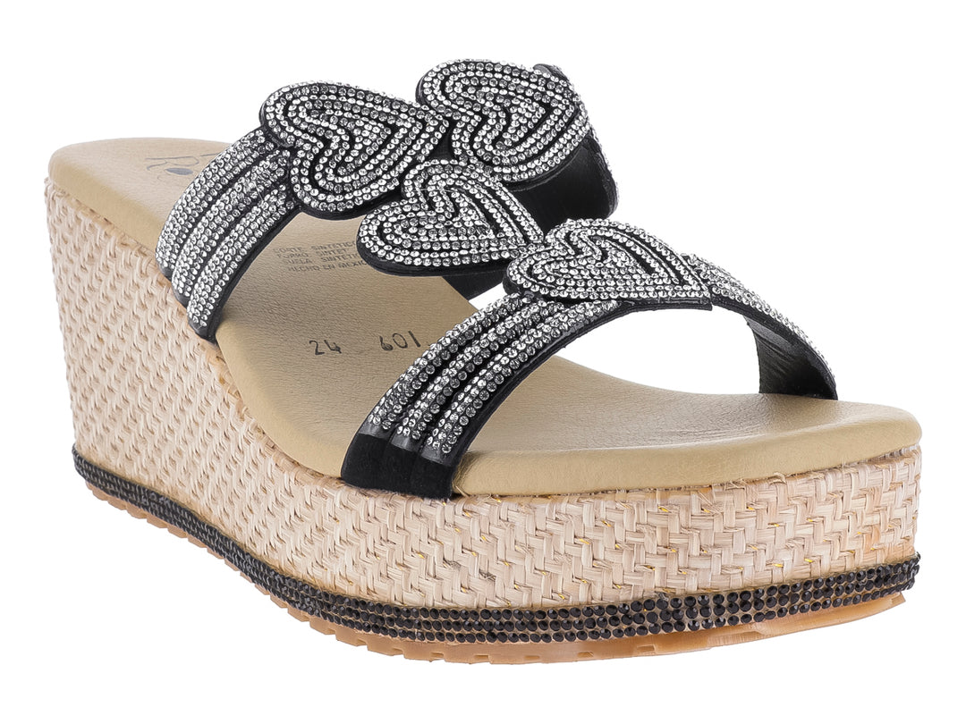 Sandalias de Plataforma Luna Rosa Negro y Plata para Mujer