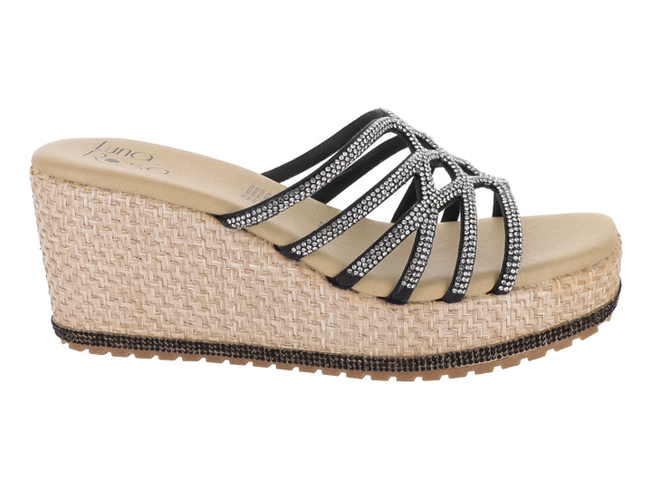 Sandalias Luna Rosa Negro y Plata para Mujer