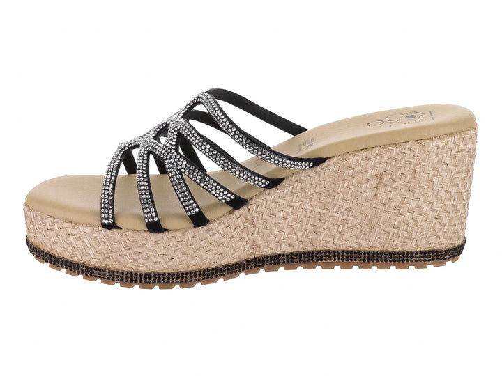 Sandalias Luna Rosa Negro y Plata para Mujer