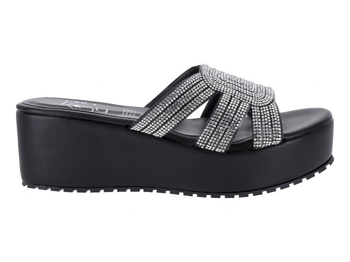 Sandalias Luna Rosa Negro con Plataforma para Mujer