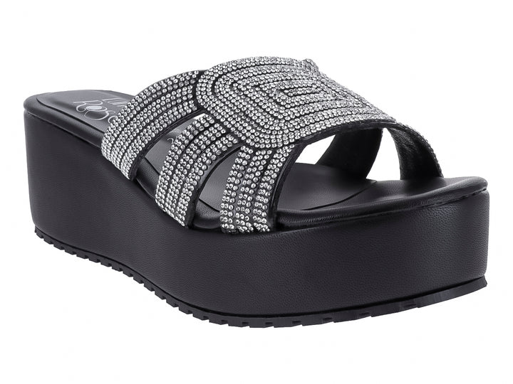 Sandalias Luna Rosa Negro con Plataforma para Mujer