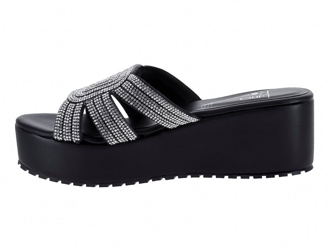 Sandalias Luna Rosa Negro con Plataforma para Mujer