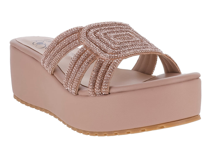 Sandalias de Plataforma Luna Rosa Oro Rosado para Mujer