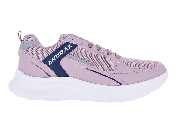 Tenis deportivos Andrax color morado taro con detalles azul marino y suela blanca.