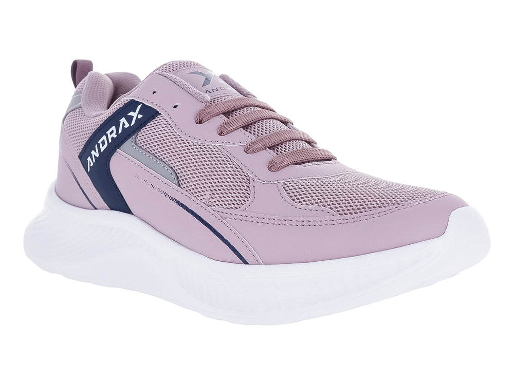 Tenis deportivos Andrax color morado taro con detalles azul marino y suela blanca.