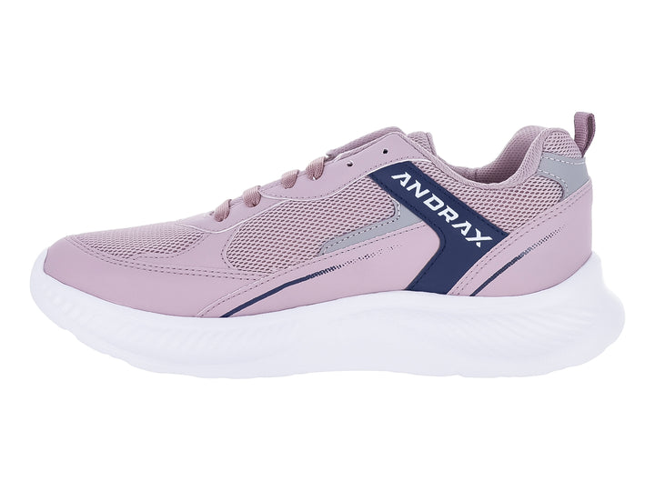 Tenis deportivos Andrax color morado taro con detalles azul marino y suela blanca.