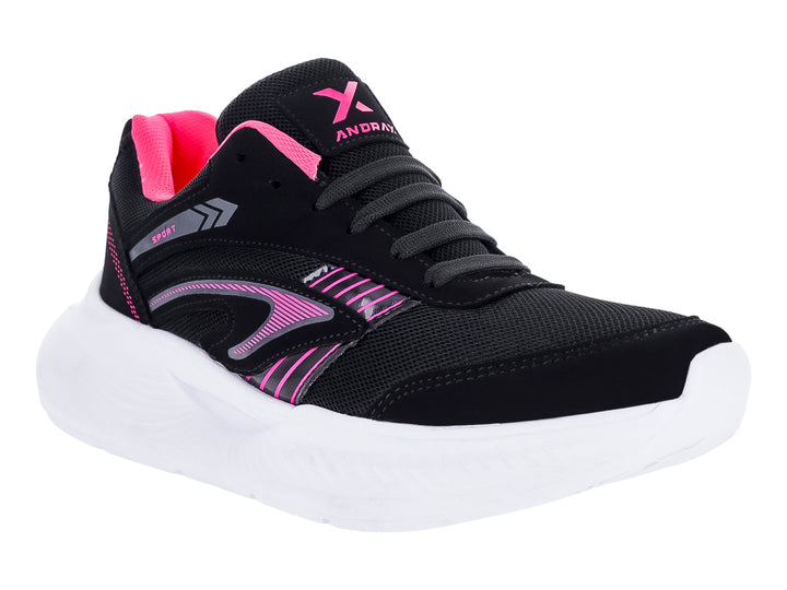 Tenis Casual Andrax Negro con Fucsia para Mujer