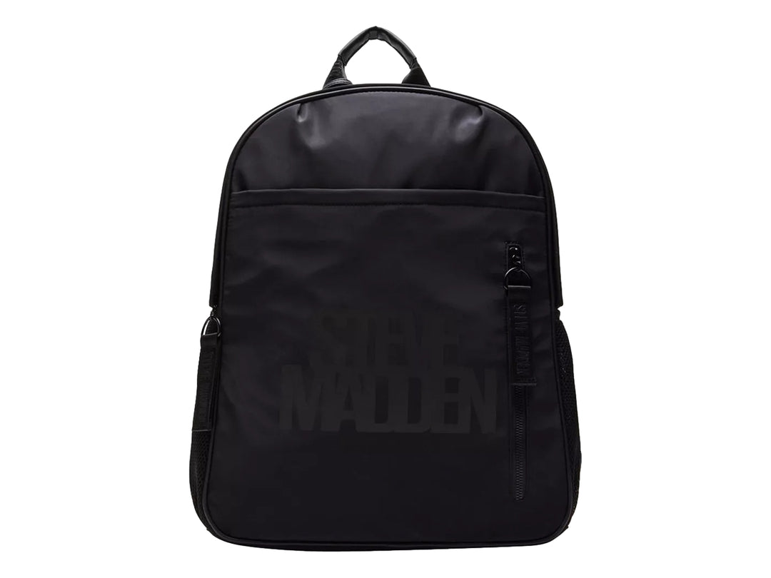 Mochila escolar de color negro marca Steve Madden con diseño moderno y acabado sintético.